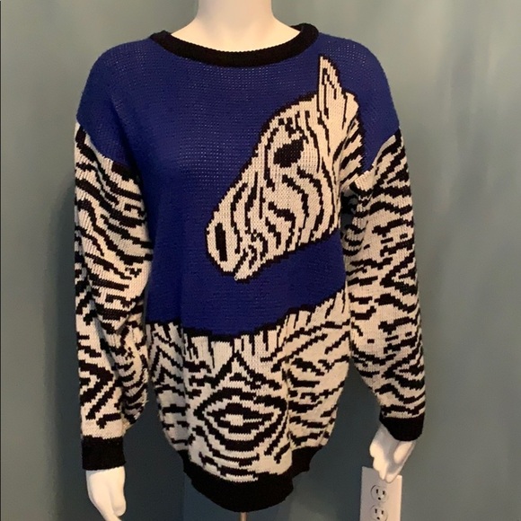 Beverly Hills Zoo Retro Zebra Sweater size medium - Picture 1 of 4